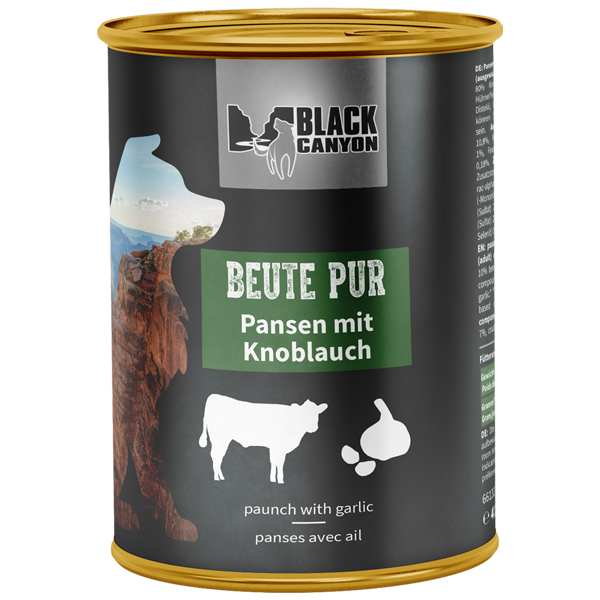 Black Canyon Dog "Beute Pur" - Pens met Knoflook 410g