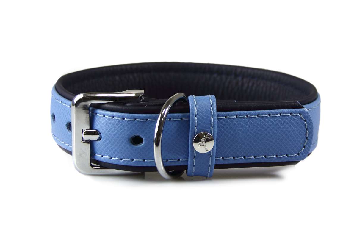 Das Lederband Halsband Firenze Azure / Oxford Blue