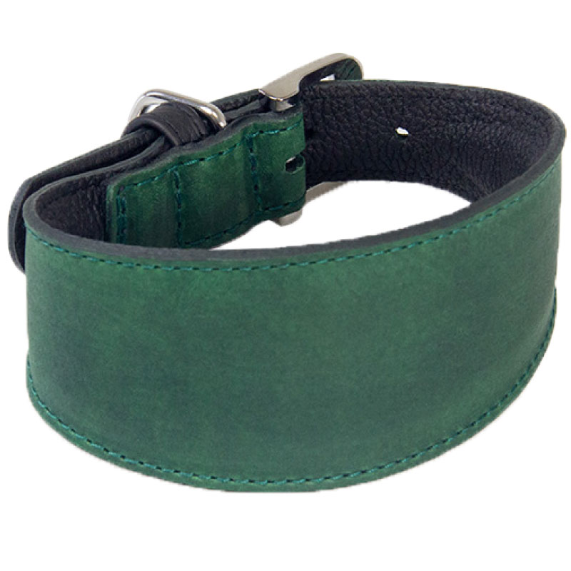 Das Lederband Vancouver Windhonden Halsband Hunting Green / Zwart