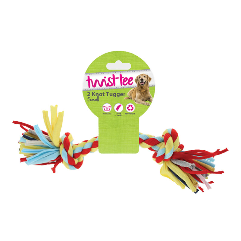 Happy Pet "twist-tee" touw speelgoed met 2 knopen