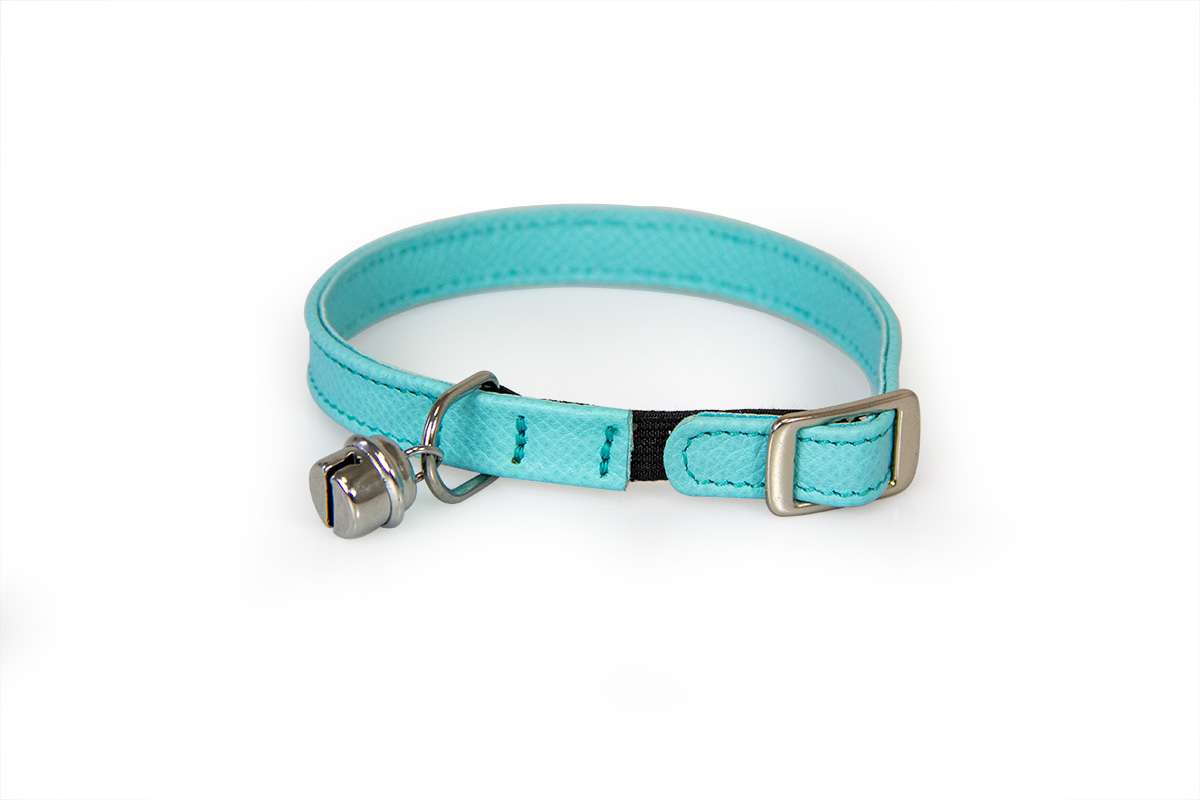 Das Lederband kattenhalsband met elastiek Electric Blue