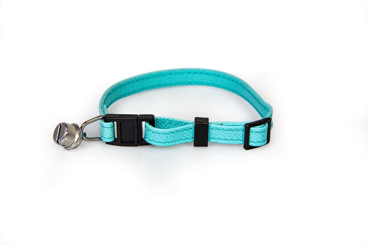 Das Lederband kattenhalsband met clicksluiting Electric Blue