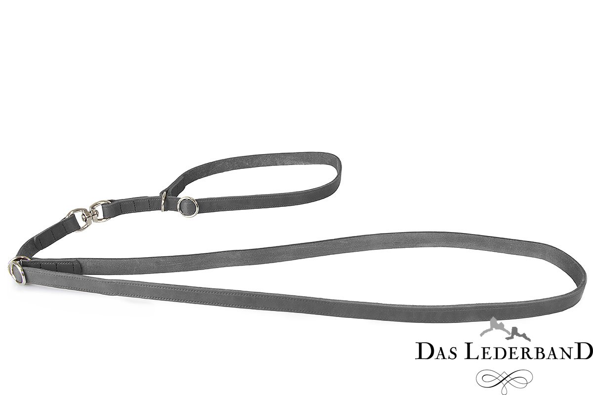 Das Lederband traploos verstelbare riem met halsband Graz, Zilver