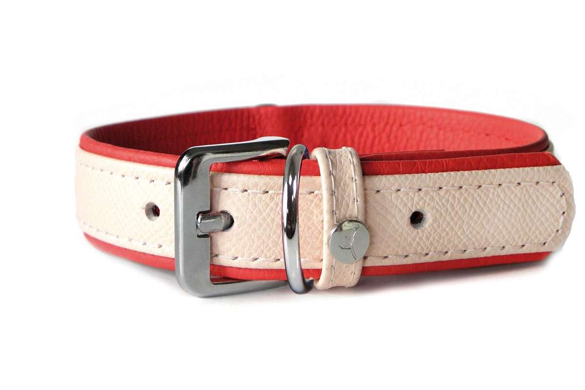 Das Lederband Halsband Firenze Rosy / Rubyred